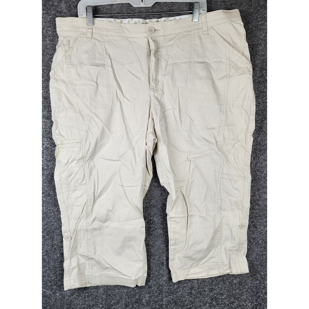 Lee Capri Cargo Pants Women 18W Khaki Sinfully Soft Stretch Cotton 3174019
